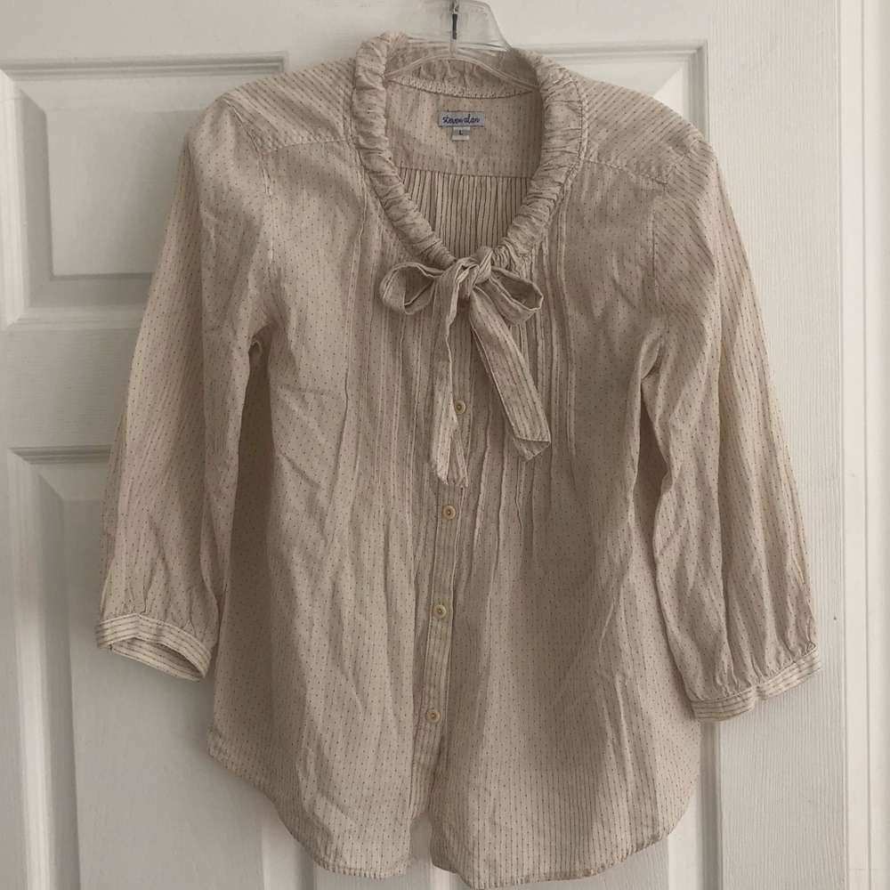 STEVEN ALAN - pussy bow 3/4 sleeve button up